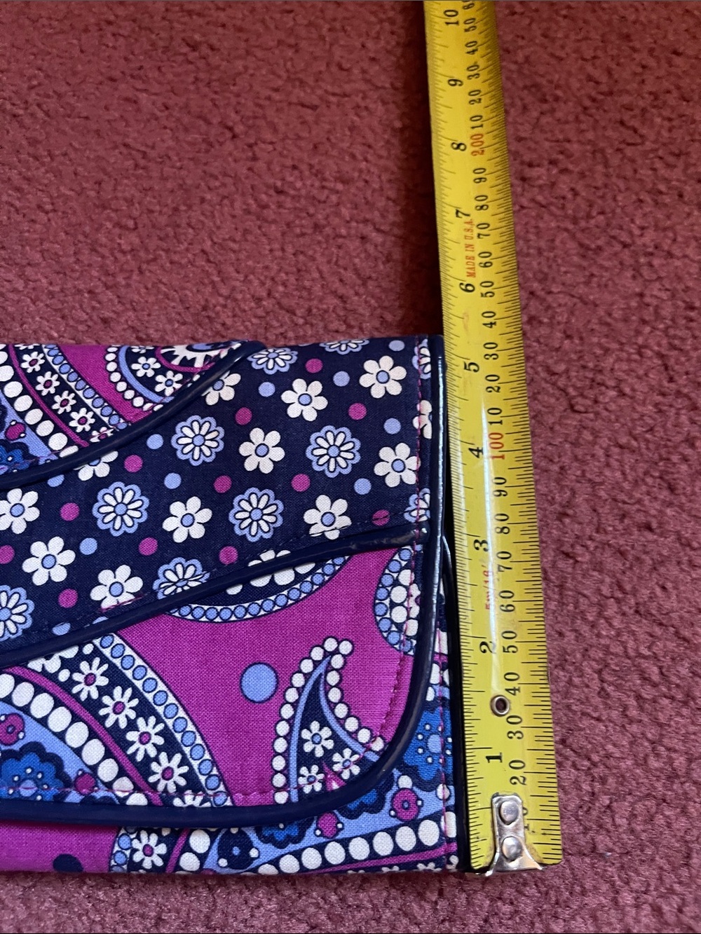 Vera Bradley Pink & Navy Paisley Fold-Over Wristlet - Picture 5 of 6